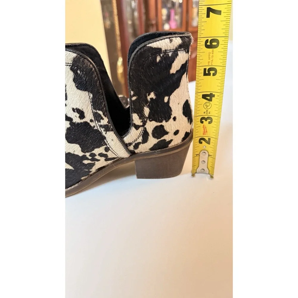 Myra Cowhide Ankle Boots Western Haircalf Black‎ White Size 8 Leather